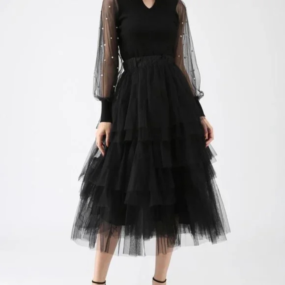 Like New Chicwish LOVE ME MORE LAYERED TULLE SKIRT Black XS/S